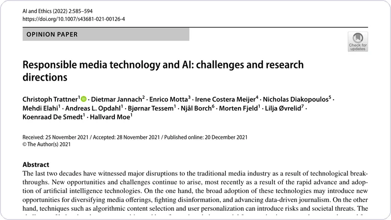 Responsible media AI research framework